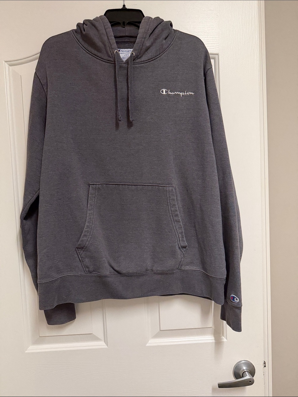 Champion Charcoal Gray Pullover Hoodie with Script Logo
